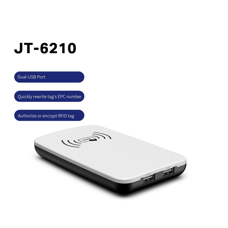رسم توضيحي لقارئ JT-6210 يعرض مدى القراءة المستقر من 0 إلى 80cm ومسافة الكتابة من 0 إلى 15cm.
