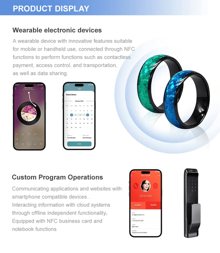 خاتم NFC مخصص للدخول للألعاب ومكافآت الولاء مع عرض تخطيط الهوائي للمشترين الذين يقارنون حلول خواتم NFC.