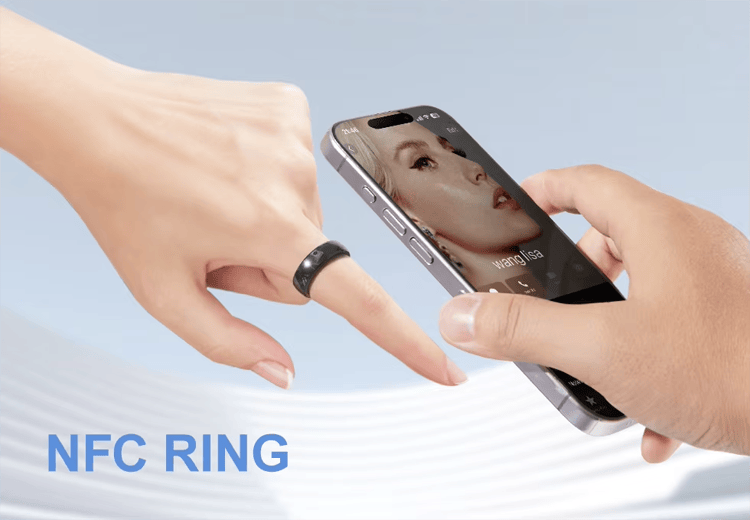 خاتم NFC لتتبع حضور الموظفين مع إبراز تفاصيل الشريحة لمشاريع خواتم NFC.