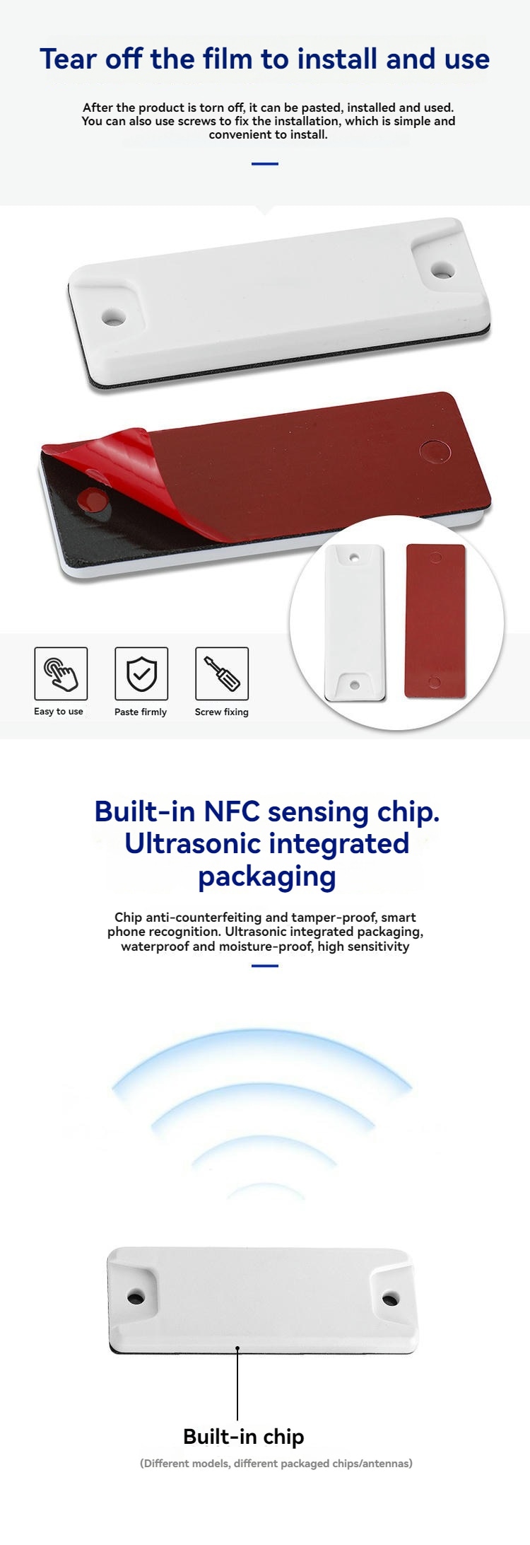 وسوم RFID من ABS على المعدن لأصول تقنية المعلومات والتحكم في الدخول، مع تركيز على تشطيب معدني مصقول لمشاريع علامات RFID من ABS للتركيب على المعدن.
