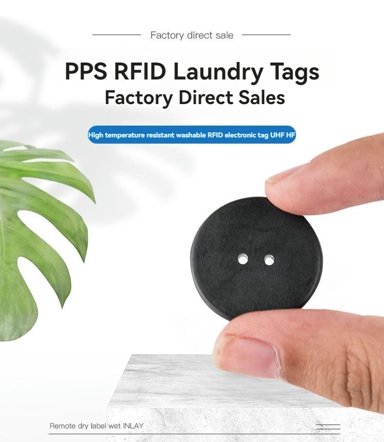 عرض احترافي لوسوم PPSD25-1 RFID المستخدمة في تتبع المناشف وملاءات الأسرّة لتقليل الفقد وتحسين كفاءة التشغيل في الفنادق
