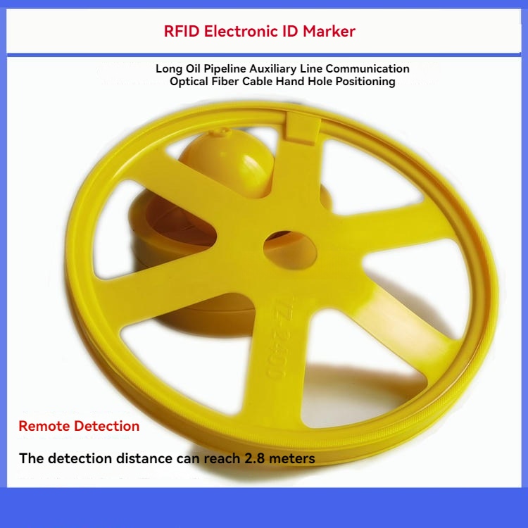 يظهر مؤشر YZ2400 القرصي RFID تحت الأرض لأعمال تحديد مواضع خطوط النفط الطويلة والخطوط المساعدة وفتحات كابلات الألياف البصرية.