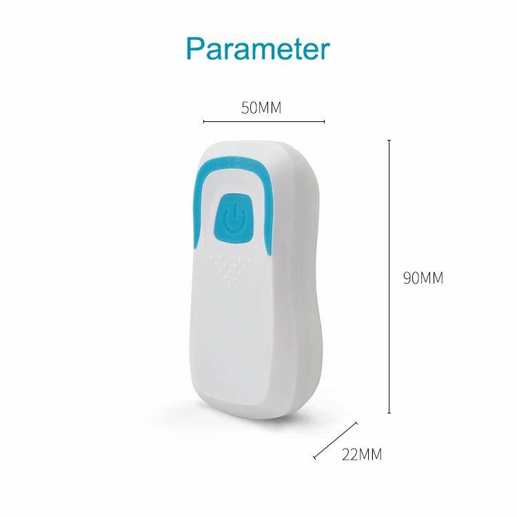 تُظهر هذه الصورة قارئ RFID UHF المحمول R58H باللون الأبيض مع مخطط أبعاد يوضح 90 mm و50 mm و22 mm.