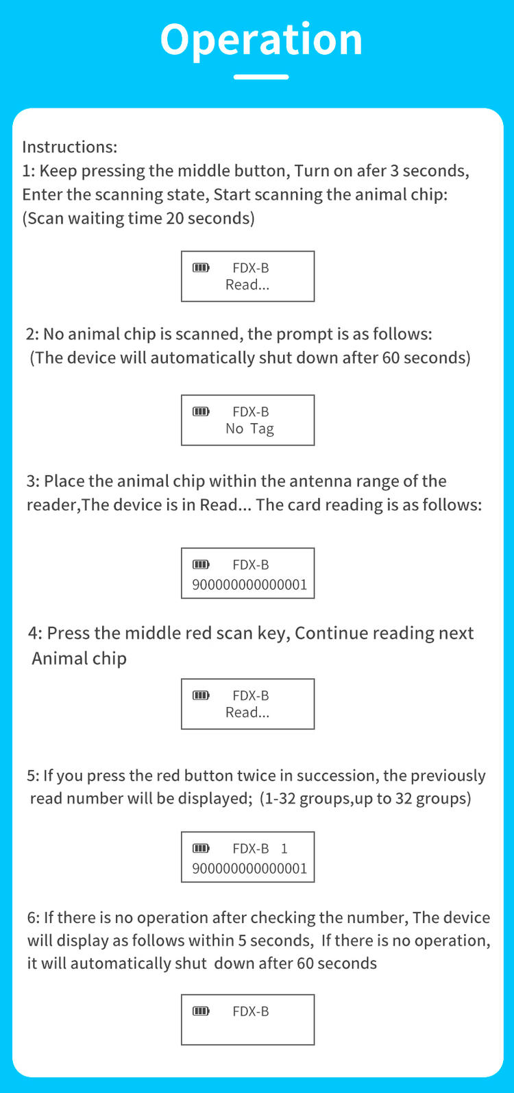 يتصل كابل USB المرفق بقارئ H01-5 لشحن البطارية الداخلية أو نقل البيانات بسهولة.
