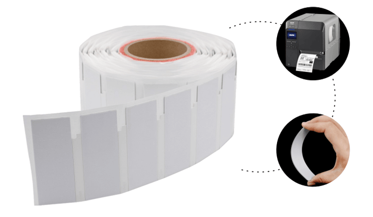 ملصق UHF RFID مرن للمعادن بذاكرة مستخدم كبيرة مع مظهر واضح بتشطيب معدني مصقول لتطبيقات ملصقات UHF RFID المرنة على المعادن.