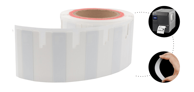 ملصق UHF RFID مرن للأسطح المعدنية الضيقة بحافة مصقولة لتطبيقات علامات UHF RFID مرنة للتركيب على المعدن.