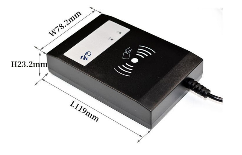 نظرة عامة على قارئ yd-790a lf توضح مؤشر led لحالة التشغيل وتأكيد استجابة المستخدم