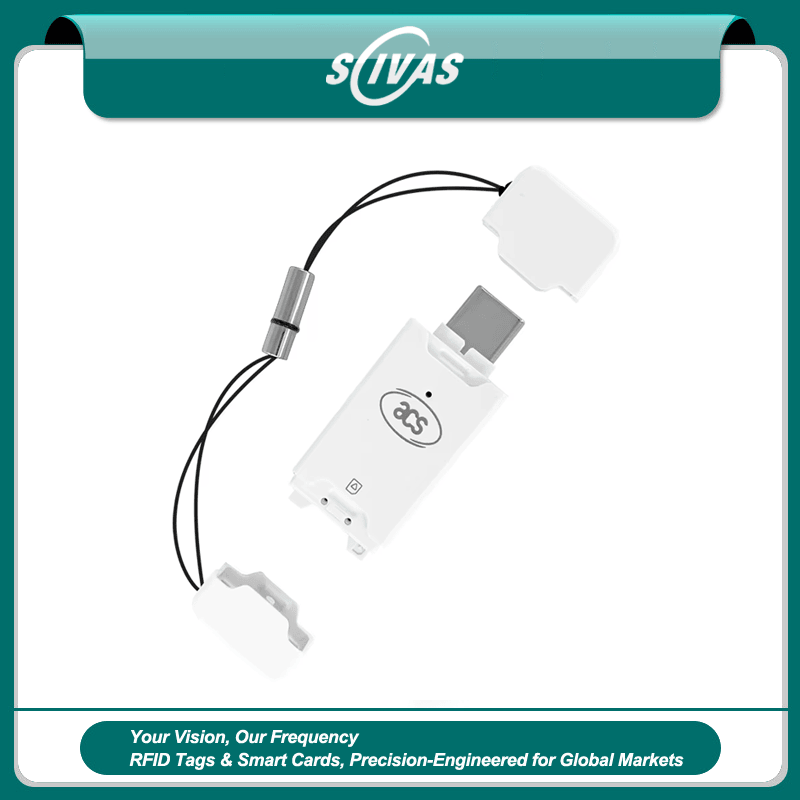 قارئ بطاقات SIM ذكية تلامسي USB مع زر مدمج