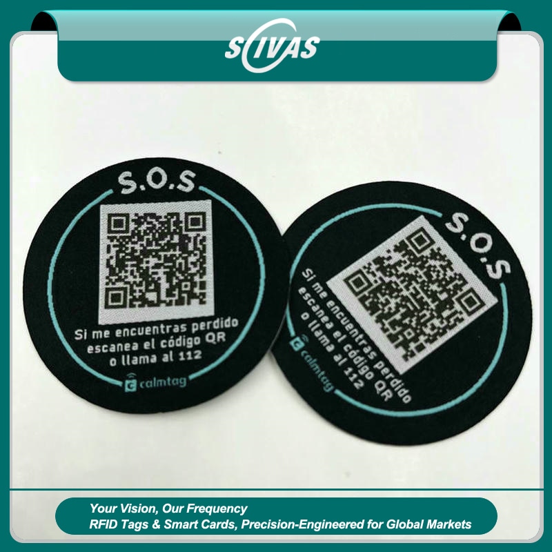 ملصق NFC منسوج قابل للغسل للملابس مع رمز QR