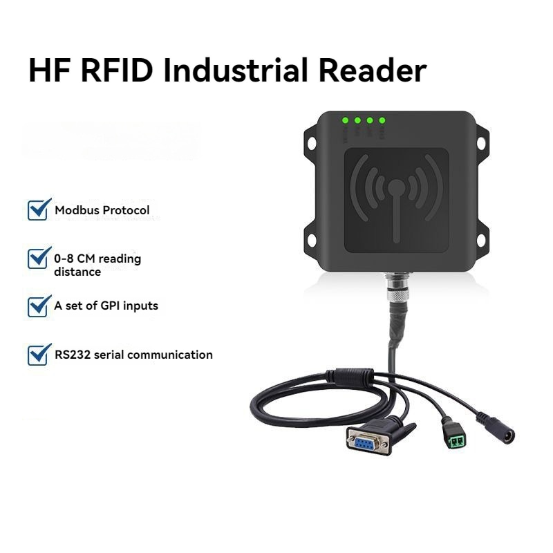 لوحة مزايا تعرض قارئ HF الصناعي CF821-15693 مع بروتوكول Modbus ومدخل GPI واتصال تسلسلي RS232.