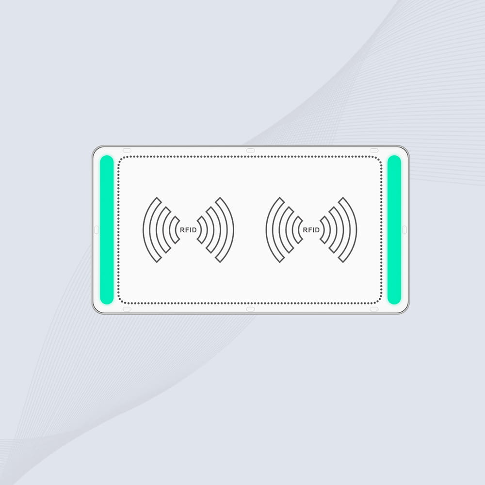عرض تفصيلي لمستشعر تتبع RFID العلوي CK-T1E الذي يستخدم تقنية استشعار مزدوجة لتمييز اتجاه الحركة في الوقت الفعلي.