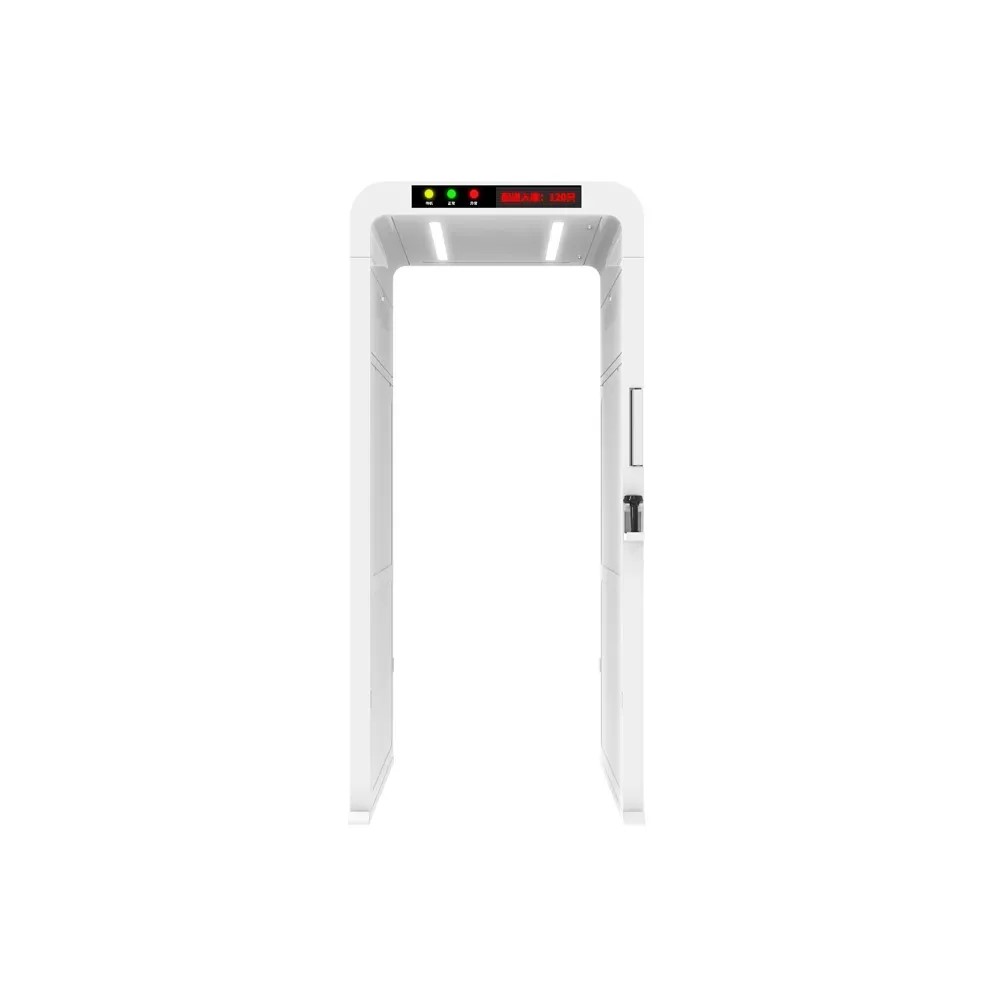 منظر أمامي لبوابة أمان RFID طراز CK-T8C يُظهر البنية القوسية الكبيرة ونظام الإنذار الصوتي والمرئي المدمج.