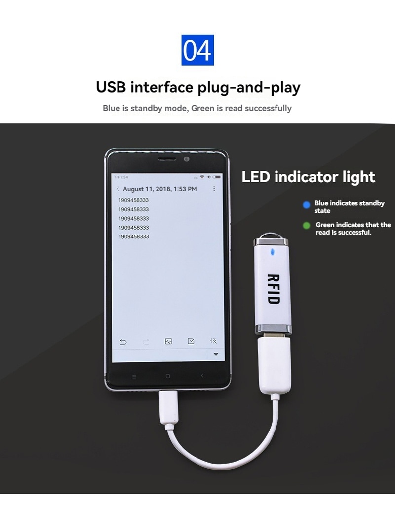 تشطيب غلاف ABS لقارئ W60A USB لا تلامسي مناسب لمحطات المكتب ونقاط التسجيل.