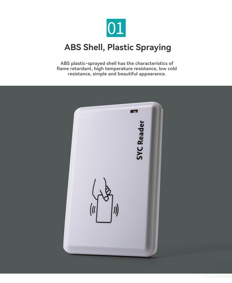 تعرض هذه الصورة الواجهة الأمامية المزودة بلوحة مفاتيح لقارئ وكاتب RFID بتردد 125KHz لبطاقات LF UID ضمن تطبيقات قارئات RFID LF بتردد 125KHz.