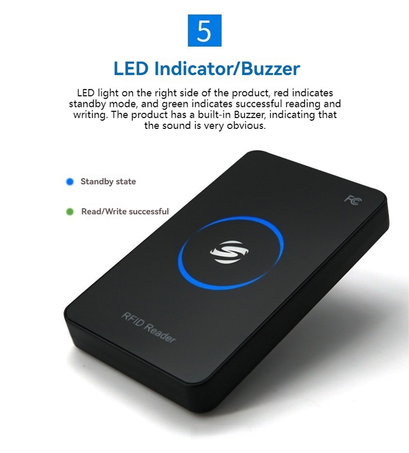 تعرض هذه الصورة المنظر الخلفي لقارئ RFID مكتبي 125KHz لالتقاط UID في تطبيقات قارئات 125KHz LF RFID.