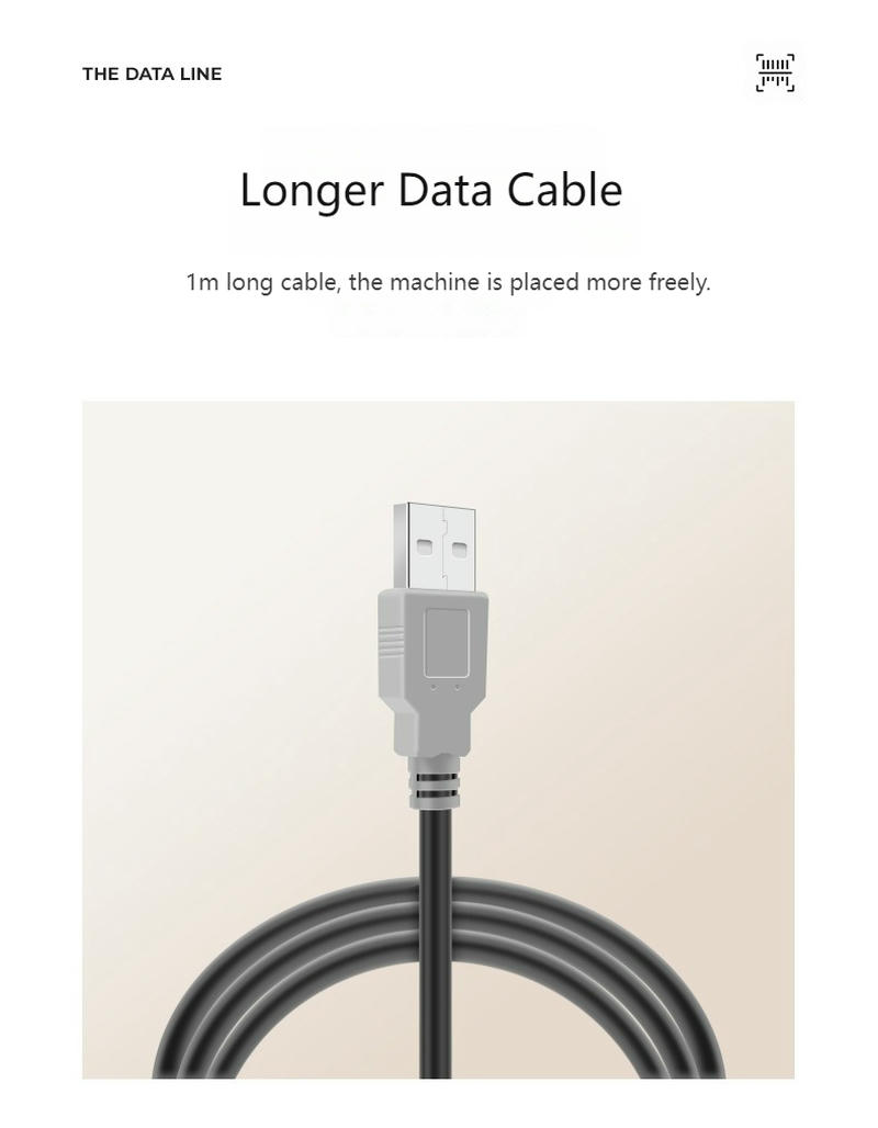 صورة جانبية لماسح باركود USB ثنائي الأبعاد سريع للدفع والفرز ضمن فئة ماسحات الباركود ثنائية الأبعاد.