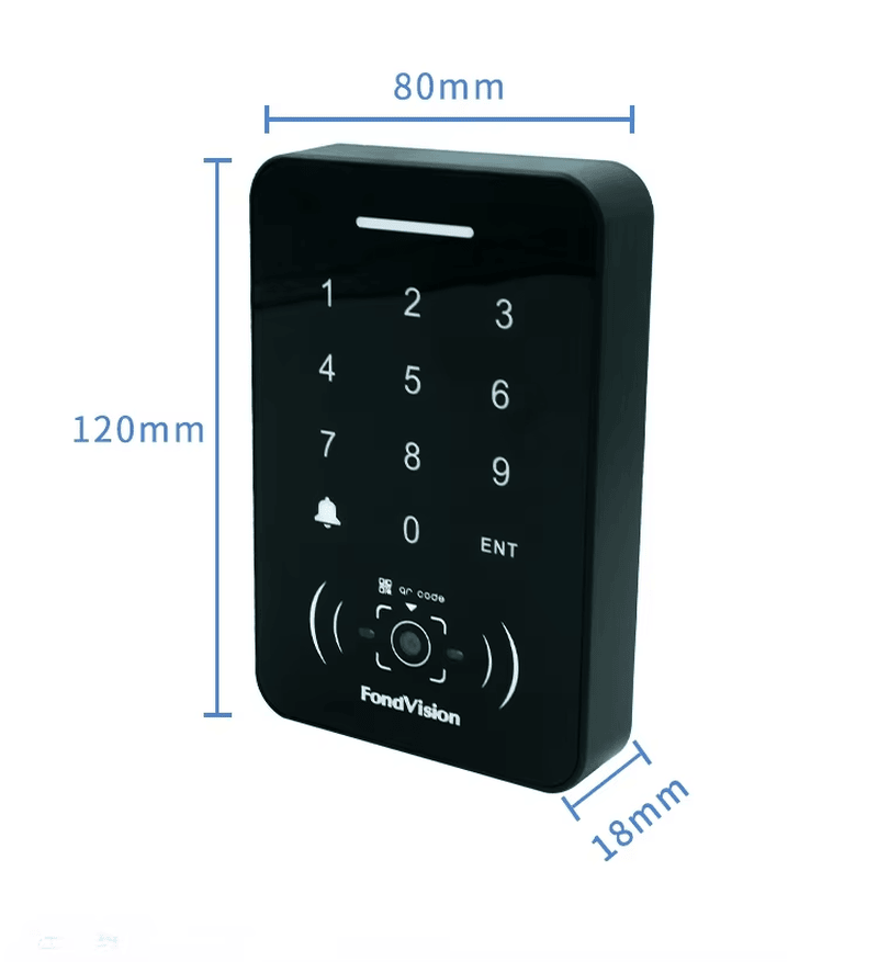 يوضح هذا الرسم تصنيف مقاومة الماء IP65 لمحطة رمز QR طراز Q10-CQ، مما يجعلها مناسبة للتركيب على البوابات الخارجية.