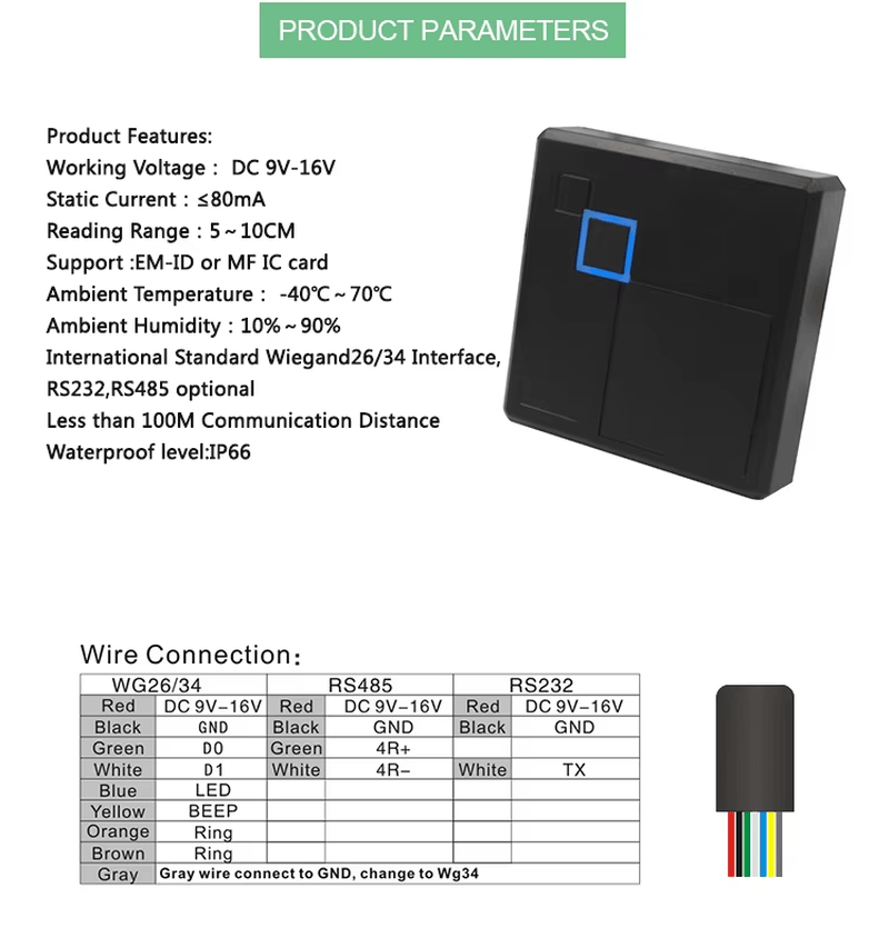 تشطيب مادة قارئ بطاقات NFC RFID بدون تلامس للمشترين الذين يقارنون حلول قارئات وصول RFID.