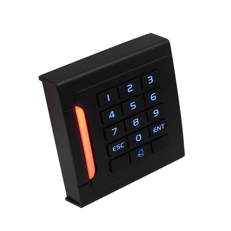 يُعرض قارئ RFID خارجي بلوحة مفاتيح وحماية IP66 مع التركيز على المسح اللاتلامسي لمشروعات قارئات وصول بلوحة مفاتيح.