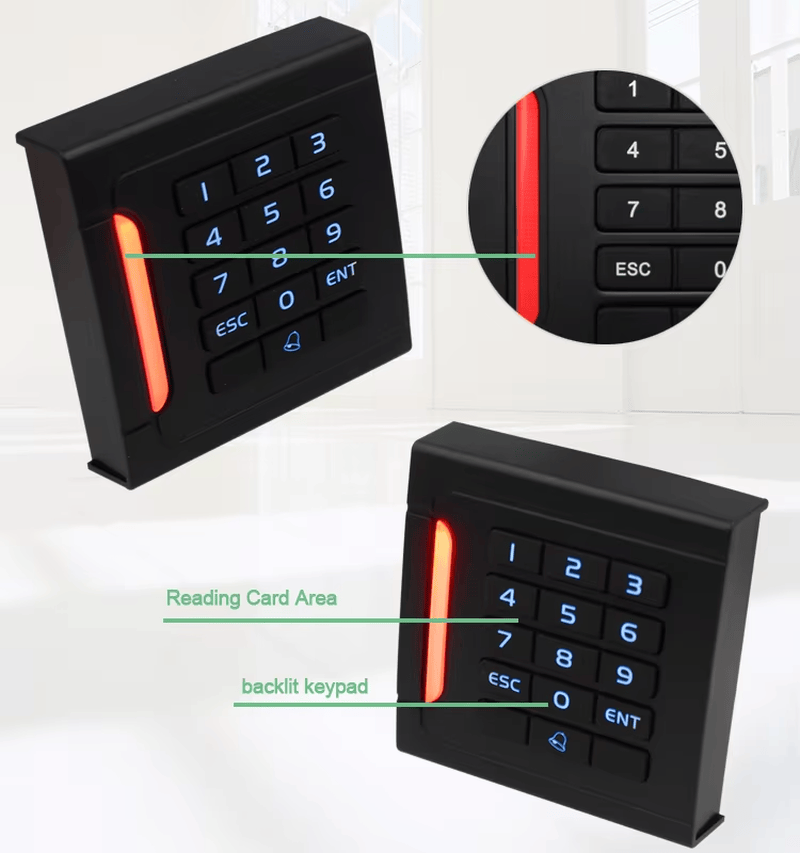 قارئ RFID خارجي بلوحة مفاتيح وحماية IP66 مع إبراز طرف التوصيل لمشروعات قارئات الدخول بلوحة مفاتيح.