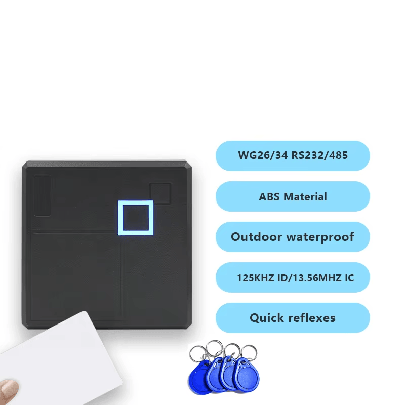 يظهر قارئ RFID للتحكم في دخول الأبواب من منظور واضح يركز على لوحة المفاتيح الأمامية ضمن تطبيقات فئة قارئات وصول RFID.