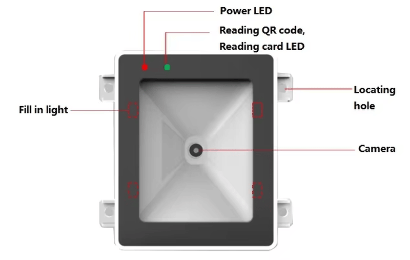 توضح الصورة وحدة ماسح QR المدمجة للأكشاك أثناء تركيبها لتطبيقات دخول الأبواب ضمن حلول قارئات وصول برمز QR.