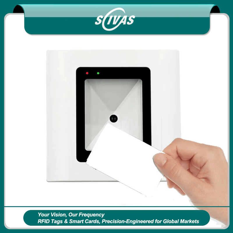 يظهر ماسح QR RFID سريع للتحقق من نقاط الدخول من منظور واضح يركز على تصميم الهوائي ضمن تطبيقات فئة قارئات وصول برمز QR.