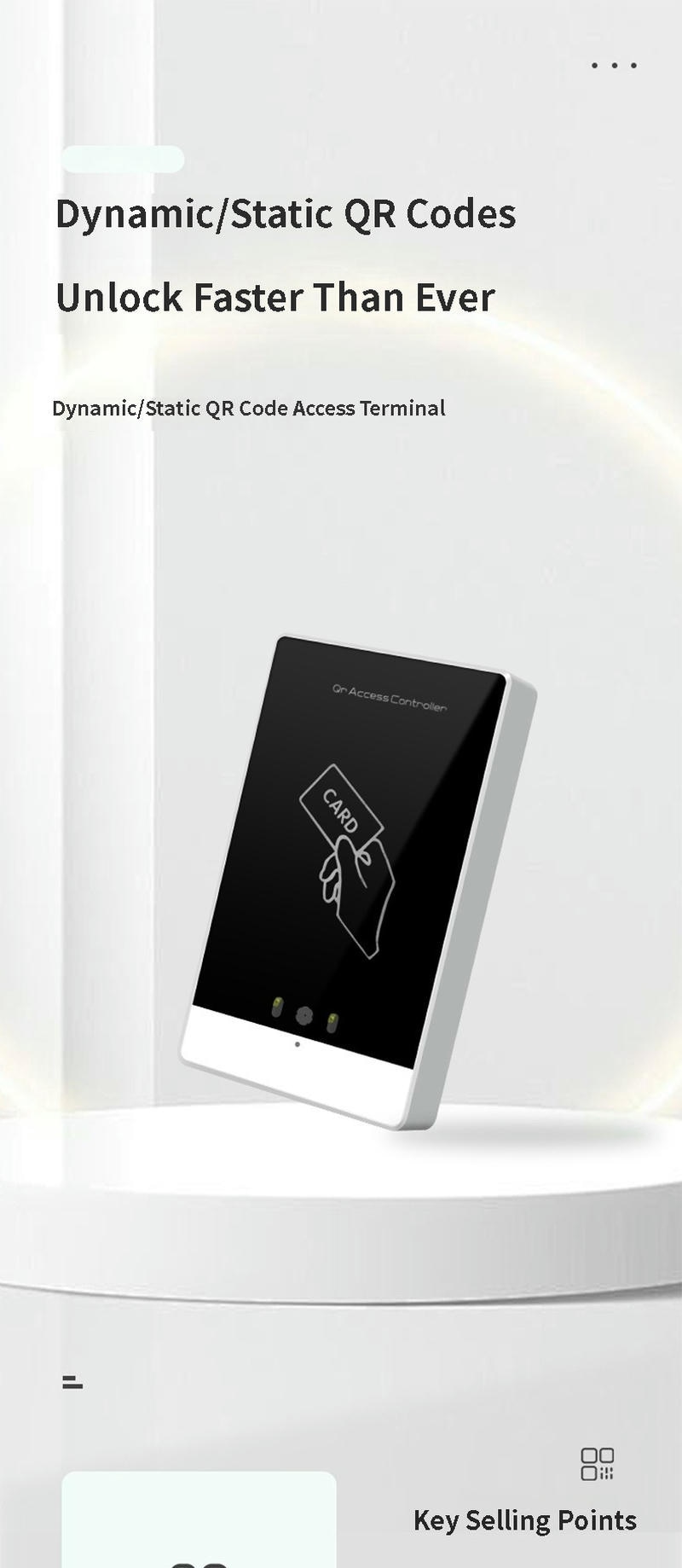 تُظهر صورة التطبيق قارئ ZY-QR705 لرموز QR مدمجًا في بوابة دوارة احترافية لإدارة دخول الزوار تلقائيًا