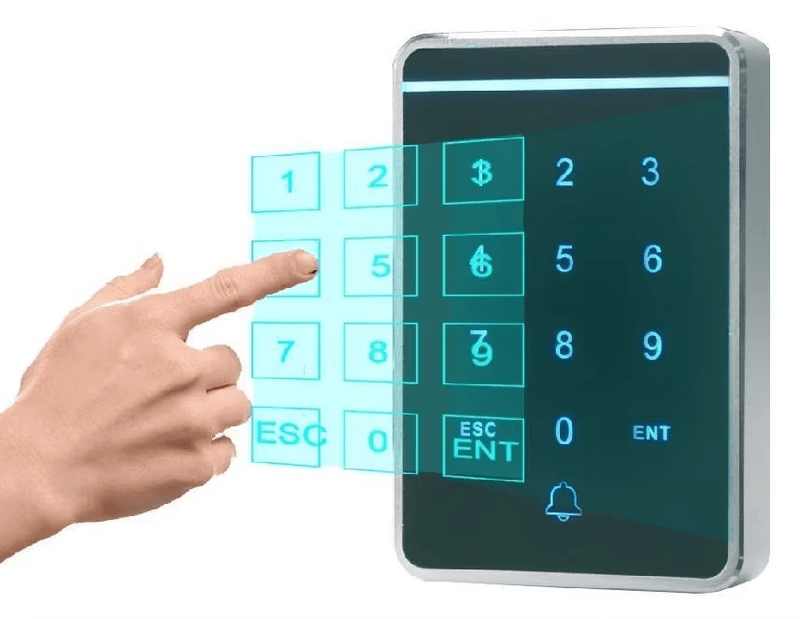 رسم فني تفصيلي يوضح الأبعاد المادية للوحة مفاتيح RFID طراز JK20 للمساعدة في التخطيط الدقيق لموقع التركيب.