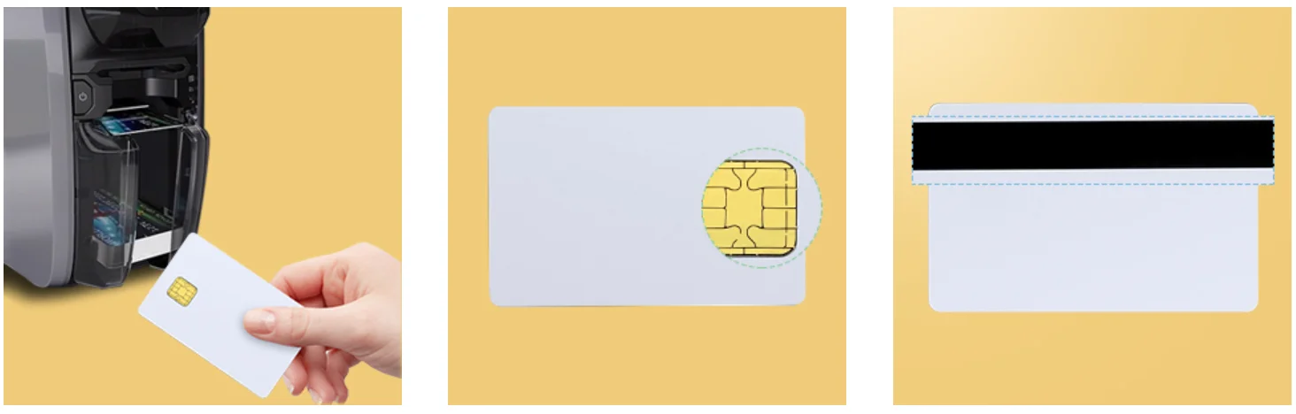 بطاقات SLE4442 الذكية المخصصة للإصدار الآمن، مع عرض زاوية المنتج لتطبيقات بطاقات IC التلامسية.